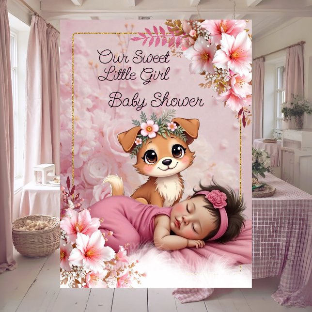 Sweet Cute Pink Girl Baby Shower Puppy Dog Invitation (Creator Uploaded)