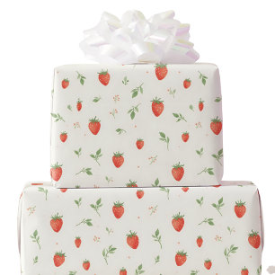 Sweet Cute Strawberry Patterned Wrapping Paper