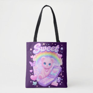 Sweet Cyber-Pop Vibes and Pastel Dreams Tote Bag