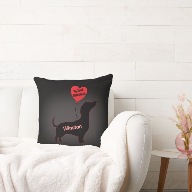 Sweet Dachshund: Heart Balloon Cushion (Couch)
