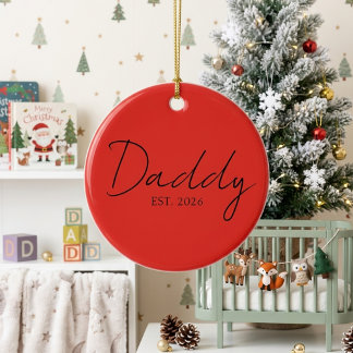 Sweet Dad EST Year Holiday Keepsake Script Design Ceramic Tree Decoration