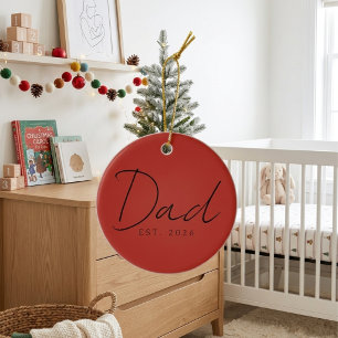 Sweet Dad EST Year Holiday Keepsake Script Design Ceramic Tree Decoration