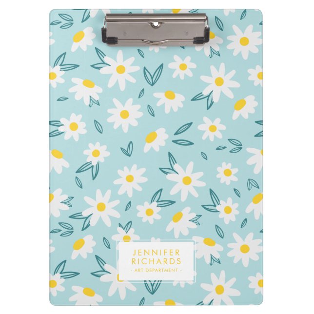 Sweet Daisies Pattern Personalised Clipboard (Front)
