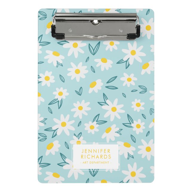 Sweet Daisies Pattern Personalised Mini Clipboard (Front)