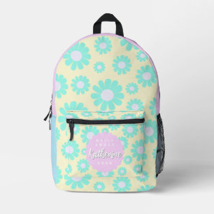 Sweet Daisy Baby Pastel Green Blue Pink Printed Backpack