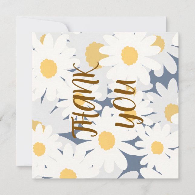 Sweet Daisy Floral Pattern Thank You Card (Front)