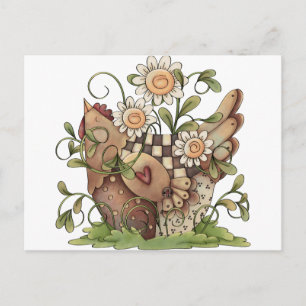 Sweet Daisy Hen Postcard