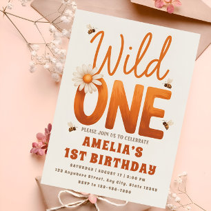 Sweet Daisy Wild One 1st Birthday Party Photo  Invitation