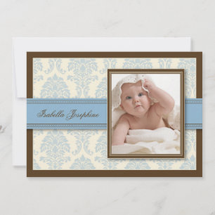 Sweet Damask Chocolate Birth Announcement (blue)