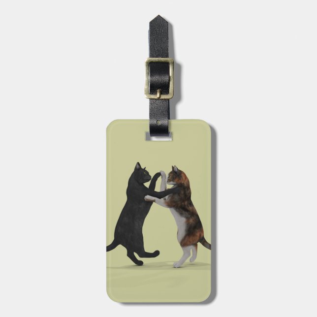 Sweet Dancing Cats Luggage Tag (Front Vertical)