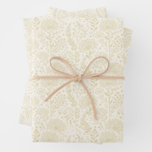Sweet Dandelion Golden Wheat - Neutral Wrapping Paper Sheet