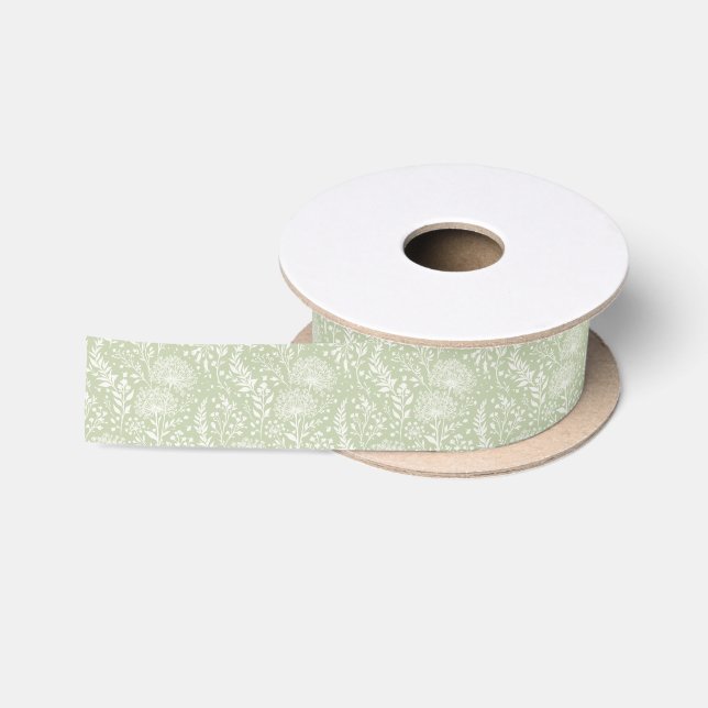 Sweet Dandelion Neutral - Soft Olive Satin Ribbon (Spool)