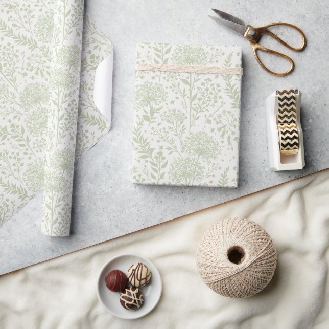 Sweet Dandelion Soft Olive - Neutral Wrapping Paper (Crafts)