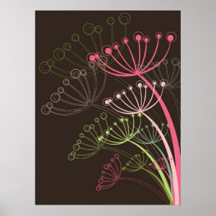 Sweet Dandelions Pink Floral Flower Poster