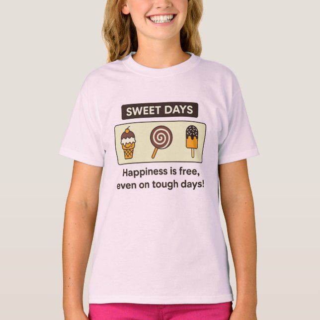 Sweet Days – Ice Cream & Candy Kids Design T-Shirt (Front)