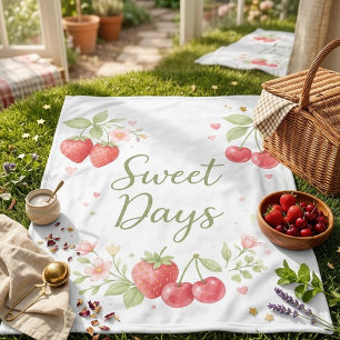 Sweet Days Watercolor Fruit Picnic Blanket