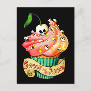 Sweet & Deadly  Skull Cupcake Postcard