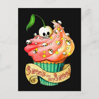 Sweet & Deadly Skull Cupcake Postcard