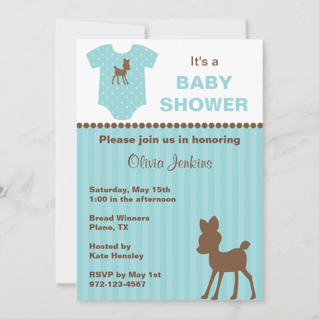 Sweet Deer Baby Shower Invitations (Front)