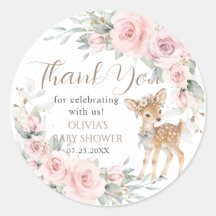Sweet Deer Blush Pink Floral Baby Shower Favour