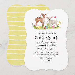 Sweet Deer Sheep Easter Brunch Invitation
