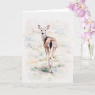 Sweet Deer Watercolor Style Art Note Card