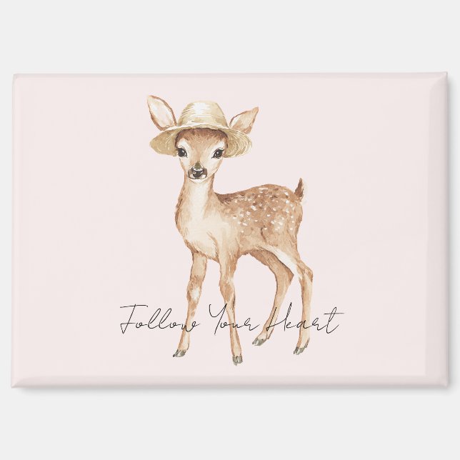 Sweet Deer with Hat Magnet (Front)