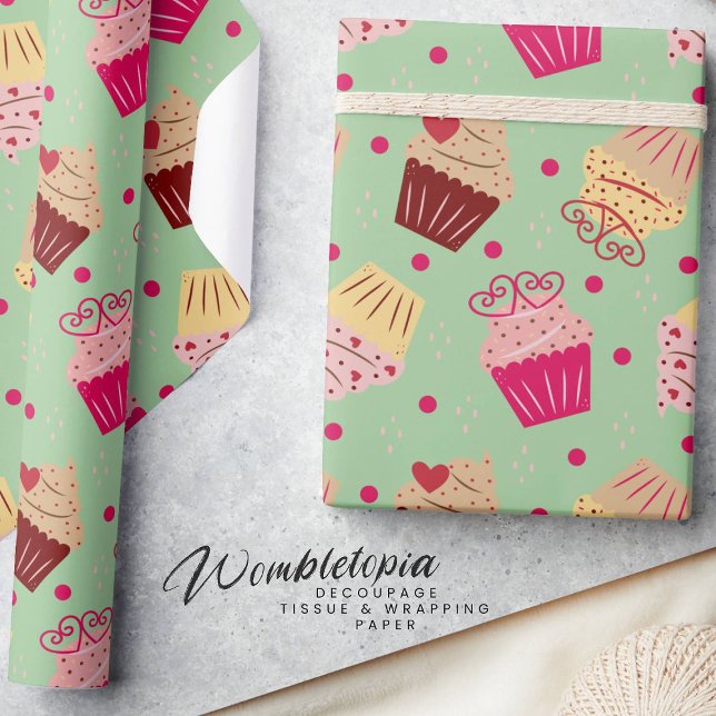 Sweet Delights Cupcake Valentine's Day Pattern Wrapping Paper (Creator Uploaded)