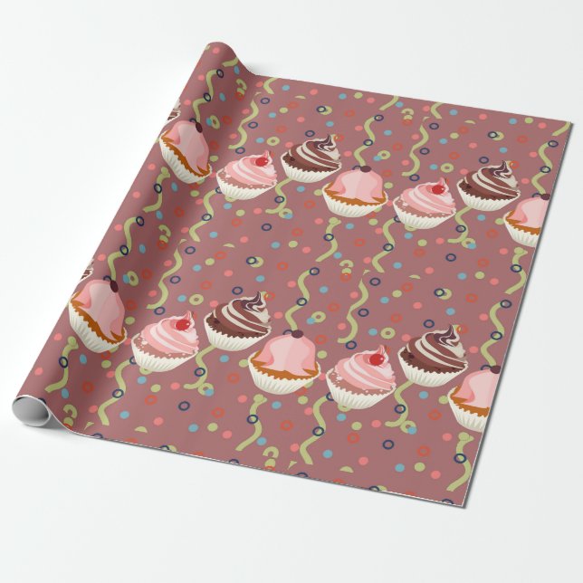 Sweet deserts patterns wrapping paper (Unrolled)