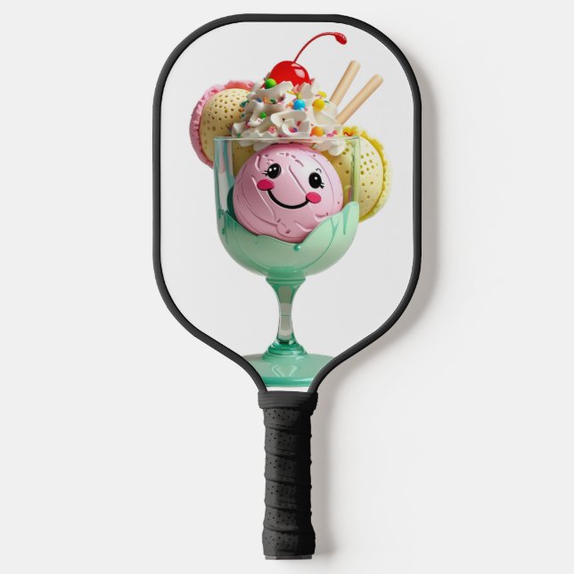 Sweet Dessert Pickleball – Cute Ice Cream Sundae P Paddle (Front)