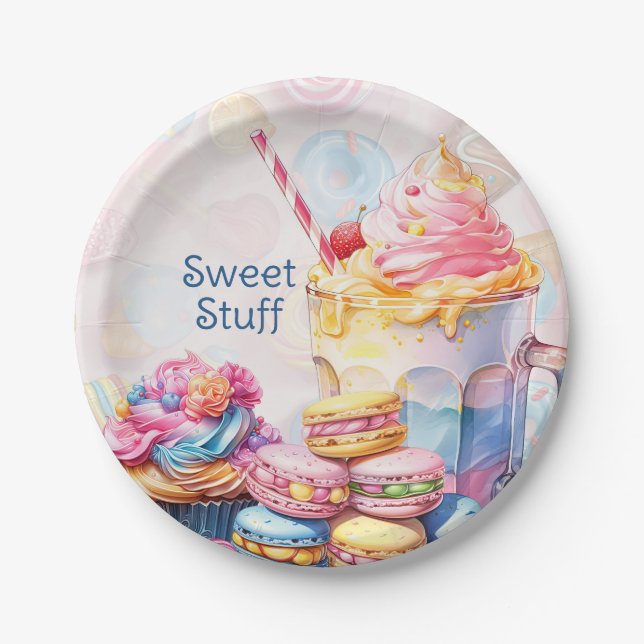 Sweet Dessert-Themed Birthday Tableware Paper Plate (Front)