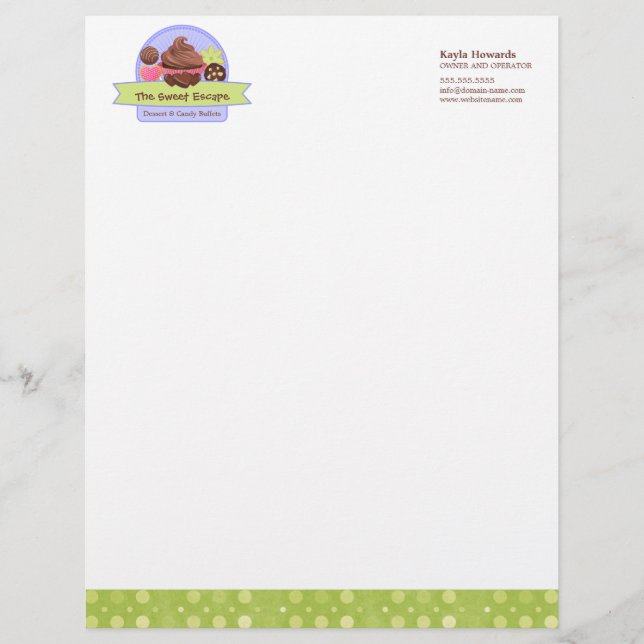 Sweet Desserts Bakery Personalised Letterhead (Front)