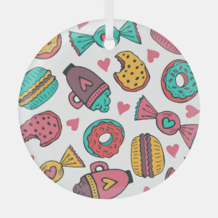 Sweet desserts, hand-drawn vintage illustration. glass tree decoration