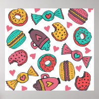 Sweet desserts, hand-drawn vintage illustration.