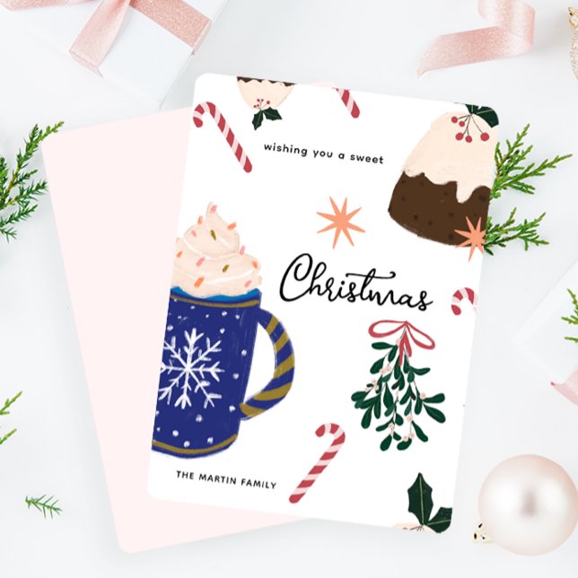 Sweet Desserts Illustrated Holiday Food Christmas Card (Creator Uploaded)