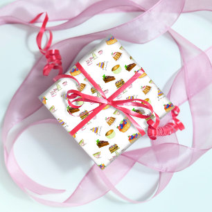 Sweet Desserts Watercolor With Coffee & Tea Wrapping Paper