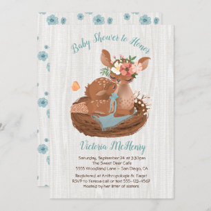 Sweet doe and Momma Deer Baby shower Invitations