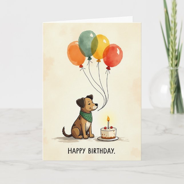 Sweet Dog Birthday Scene Card (Front)