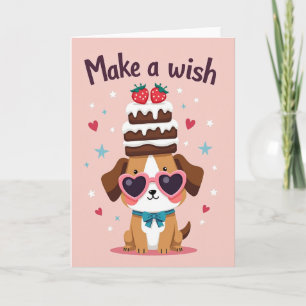Sweet Dog Cake Birthday Card