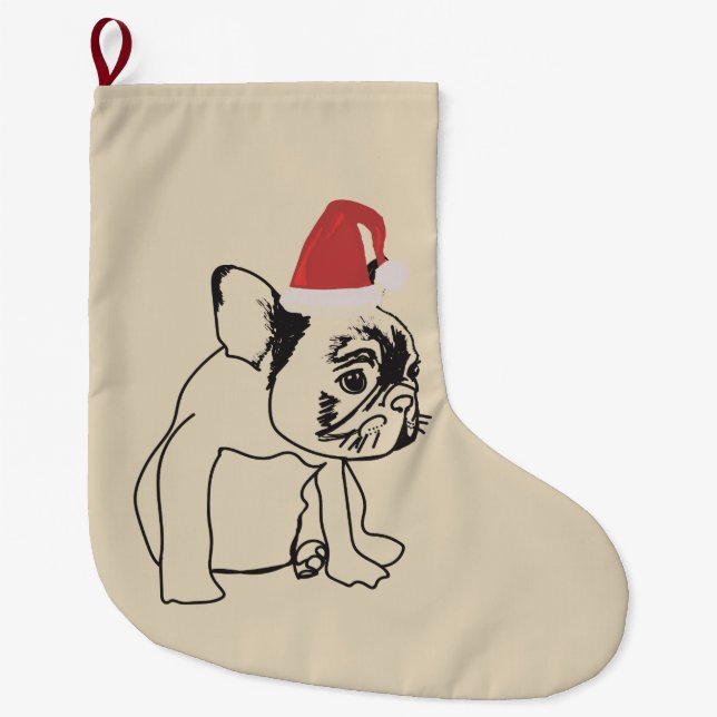 Sweet Dog French Bulldog Dog Large Christmas Stocking (Front)