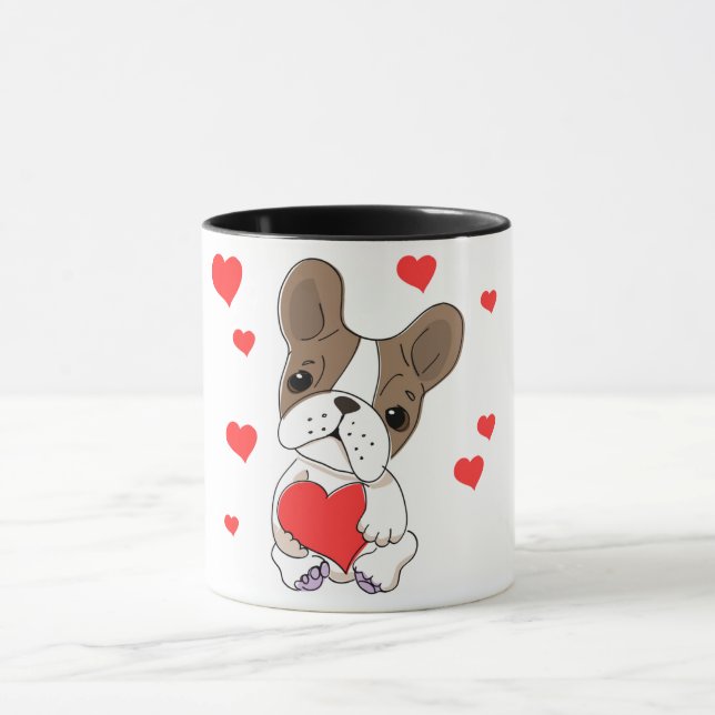 "Sweet Dog Holding Heart" Mug (Center)