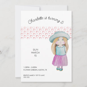 Sweet Doll Watercolor Hand-painted Holiday Card