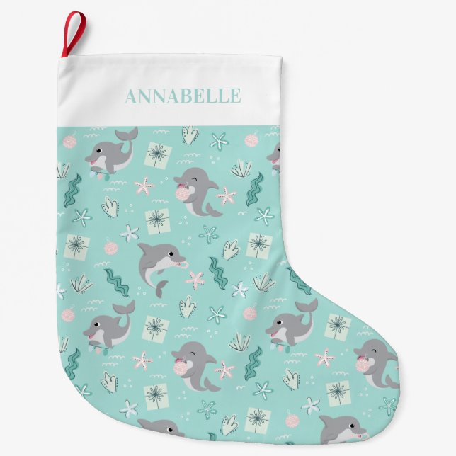 Sweet Dolphin Christmas Stocking (Front)