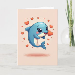 Sweet Dolphin Heart Card