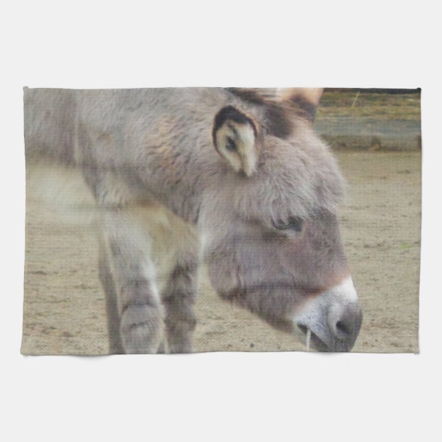 Sweet Donkey, Animal Grey, Horse Family Tea Towel (Horizontal)