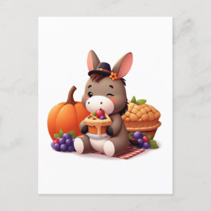Sweet Donkey Eats Thanksgiving Pie  Postcard