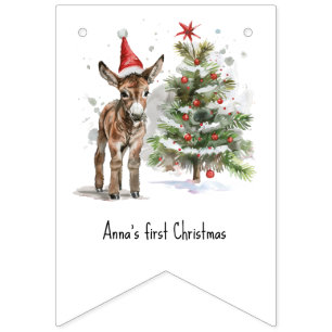 Sweet Donkey's First Christmas, custom Bunting