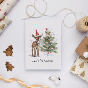 Sweet Donkey's First Christmas, custom Postcard