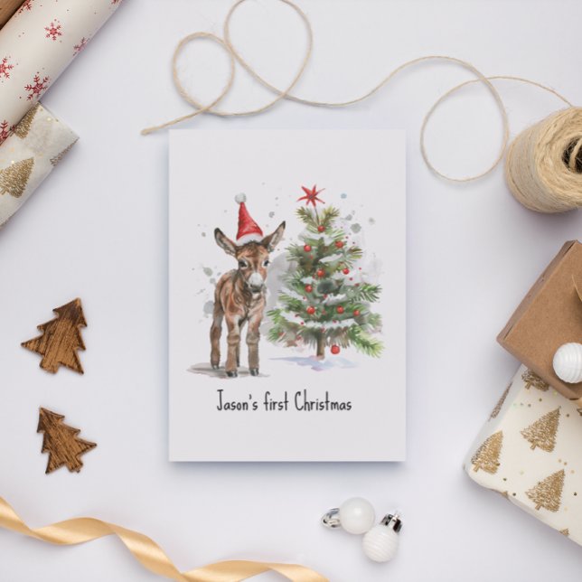Sweet Donkey's First Christmas, custom Postcard (Creator Uploaded)