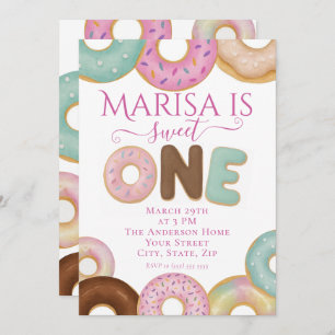 Sweet Donut Birthday Colorful Kids Party - Invitation